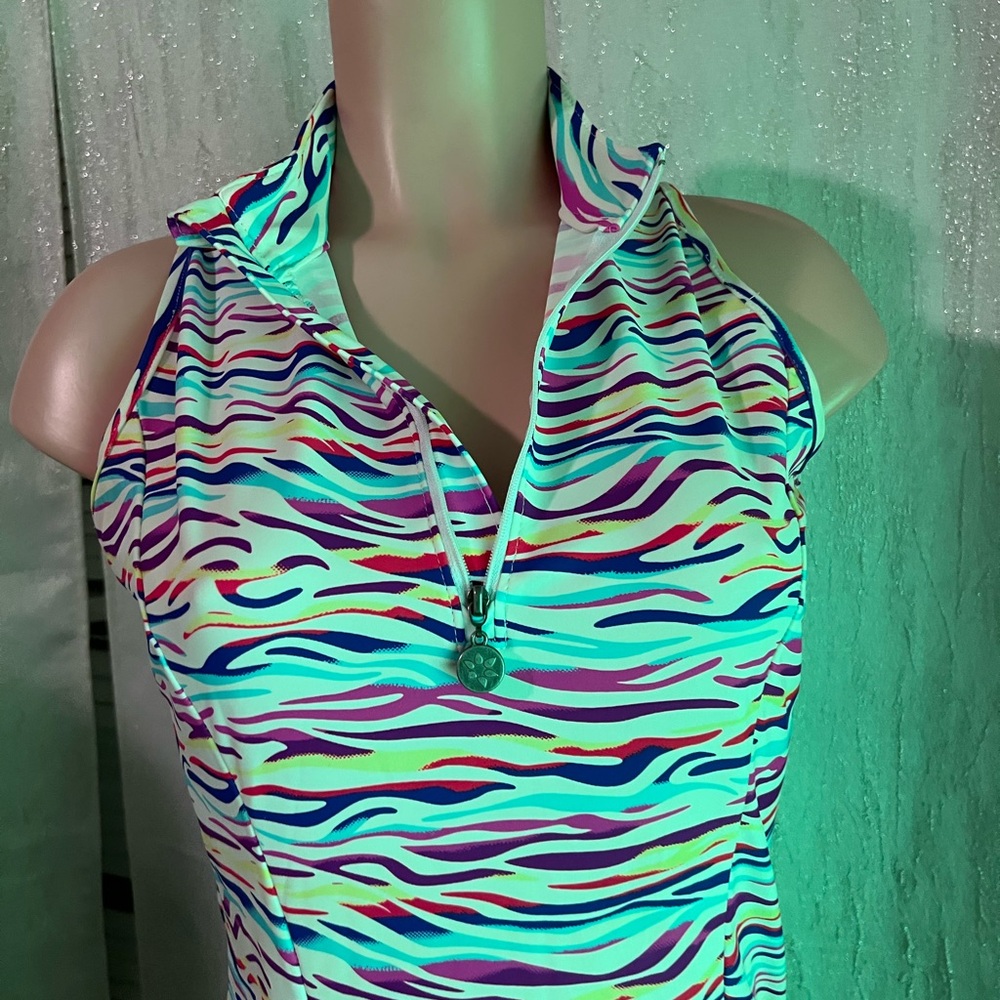 Tzu Tzu Multicolor Zebra-Stripe Mini Dress — White, Purple, Pink, Yellow, Blue - Picture 5 of 10